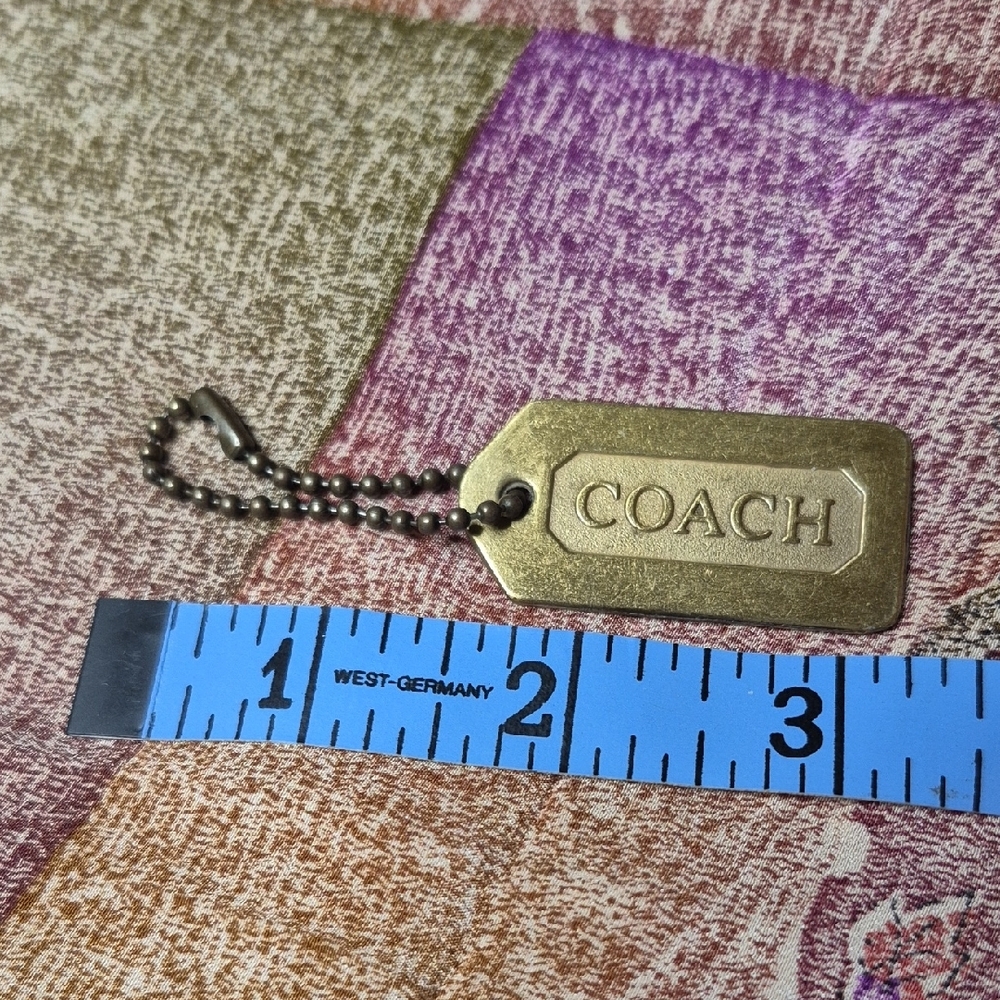 80s 90s Coach Brass-Tone Logo Bag Tag Pendant with Ball Chain - Picture 3 of 8